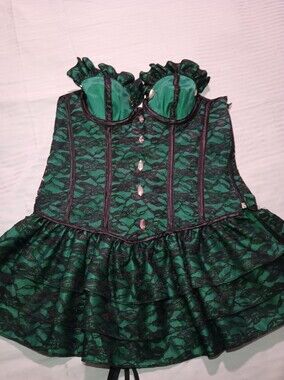 Green and Black Lace Overlay Party Dress for Girls